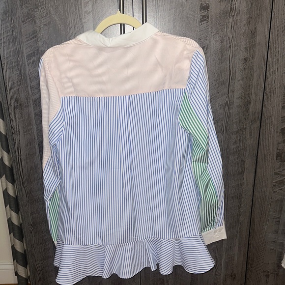 English Factory Green and Blue Striped Button Down Shirt - Picture 5 of 5